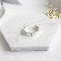 wholesale S925 Sterling Silver AR921 Korean Style Geometric Joint Ring, Vintage Distressed Plain Bamboo Segment Ring, Pinky Ring for Women-0-1