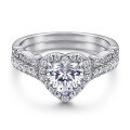 wholesale S925 Sterling Silver Heart Ring Set for Women, Popular European and American Fashion, Heart-Shaped Zirconia Combination Engagement and Proposal Ring Set-0-0