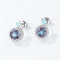 wholesale S925 Gold-Plated Sterling Silver, Cross-Border New Cultivated Alexandrite Ear Studs, European and American Light Luxury, Small and Exquisite High-End Earrings-0-1