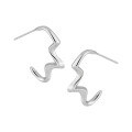 wholesale S925 Sterling Silver Irregular ECG Design Ear Studs Women Aloof Style Small Ins Minimalist Temperament Silver Earrings-0-4