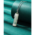 wholesale Pure Silver Hetian Jade Bamboo Pendant Necklace for Women, Summer Minimalist Light Luxury Small Design Sense New Bamboo Collarbone Chain-0-2