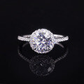wholesale S925 Sterling Silver 15ct Moissanite Round Center Stone Engagement Ring Fashion Never Fade Stock Available-0-0