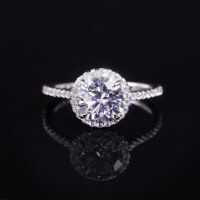 wholesale S925 Sterling Silver 15ct Moissanite Round Center Stone Engagement Ring Fashion Never Fade Stock Available-1.5 carat moissanite ring  US size 8 (China size 17)