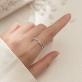 wholesale S925 Sterling Silver Crossed Lines Double Layer Geometric Beaded Open Ring J8402-0-4