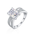 wholesale S925 Sterling Silver 4ct Square Diamond Ring with High-End Feel, 8*11mm Square Fire and Ice Cut Ring-0-4