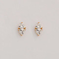 wholesale S925 silver-plated 14K gold Japanese minimalist-style marquise-shaped white zircon jewelry set-0-1