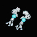 wholesale 925 Silver Gold-Plated Earrings with High-Carbon Diamonds, Cartier Panther Blue Turquoise Tassel, Versatile Jewelry for Women-0-2