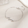 wholesale Solid Sterling Silver Heartbeat Bracelet for Women, Minimalist Design, Viral Forest-Style Best Friend Jewelry Gift for Girlfriend-0-2