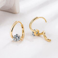 Sterling Silver New S925 Shiny Diamond Stud Earrings for Women-0-1