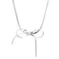 wholesale S925 Sterling Silver Blade Chain Bow Necklace for Women, Douyin Viral Luxury New Minimalist Fresh Style Choker-0-4
