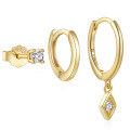 wholesale 925 Sterling Silver Hot-selling Everyday Elegant Diamond-accented Hoop Earring Set,。-0-5
