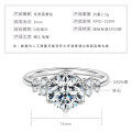 925 Sterling Silver Three-Stone Moissanite Ring, Women's Trendy Minimalist Design-0-8