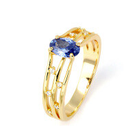 wholesale 925 Silver Gold Plated Three-Layer Hollow Zircon Women's Ring Tanzanian Zircon Ring Wholesale-Tanzanite Ring Size 12