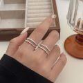 wholesale 925 Sterling Silver Minimalist Adjustable Open Double Layer Ring for Women, Spring and Summer New Ins Trendy Ring-0-3