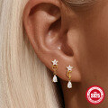 wholesale S925 sterling silver with zircon, pearl, and planet design earrings, trendy in-0-2