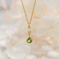 wholesale S925 Silver French Retro Geometric Minimalist Style Water Drop Peridot Pendant-0-5