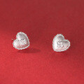 wholesale S925 Sterling Silver Fresh Sweet Ins Style Niche Design Brushed Heart Four-Leaf Flower Ear Stud M06702-0-3