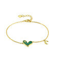 wholesale 925 Sterling Silver Inlaid with Heart-Shaped Malachite Simple and Versatile Silver Bracelet for Women, Small Wholesale, Bfirst Autumn New Collection-0-4