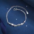 wholesale S925 silver Korean-style bracelet with bell, cross, smiley face anklet, simple forest-inspired trendy bracelet-0-12