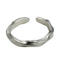wholesale 925 Sterling Silver Minimalist Möbius Couple Ring for Women, Irregular Small Wave Design Matching Band for Men, Open Ring for Students-0-4