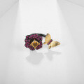 wholesale S925 Silver Natural Amethyst Ring with Butterfly Floral Design, Open Adjustable-0-1