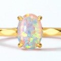 wholesale 925 Silver Gold Plated Japanese Light Luxury Synthetic Opal Minimalist Ring, Mori Girl Style Geometric Solitaire Adjustable Ring-0-3