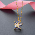 wholesale S925 Sterling Silver Gold-Plated Korean Japanese Style Fashionable and Unique Ins-style Starfish Necklace for Women, Star Choker Necklace Jewelry-0-2