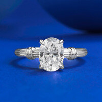 wholesale S925 silver gold-plated oval 6*8mm single diamond ring for women, simple and elegant starry halo ring-R1141 White Diamond>No. 8