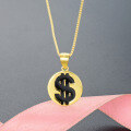 wholesale 925 sterling silver cross-border niche hip-hop round dollar pendant necklace with drip oil accessories for men and women-0-0