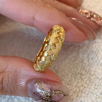 wholesale S925 Sterling Silver Gold-Plated Wheat Weave Brushed Ring with Italian Craftsmanship-R1246 Wheat Ear Brushed Ring Size 7