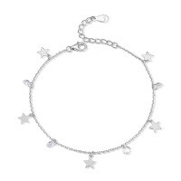 wholesale S925 Sterling Silver Zircon Star Bracelet, Fashionable, Sweet, Minimalist, Niche Design, Daily Accessory, Christmas Accessory-Silver 925 silver
