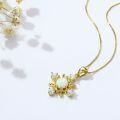 wholesale Sterling Silver Japanese minimalist style snowflake synthetic opal pendant white opal jewelry necklace-0-1
