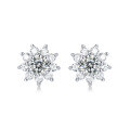 wholesale [925 Sterling Silver] Personality Sunflower Earrings with Moissanite, European and American Best-Selling Women's Pure Silver High-End Luxury Ear Studs-0-7