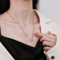 wholesale S925 Sterling Silver Korean Dongdaemun Square Geometric Link Trendy Unisex OT Chain Necklace-0-3