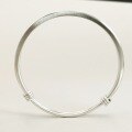 wholesale 925 Sterling Silver Handmade Matte and Polished Square and Round Bangle, Simple Silver Bohemian Style Student Couple Bracelet, Adjustable Push-Pull Design Unisex Couple's Bracelet-0-6