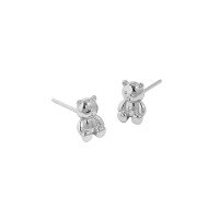 wholesale S925 Sterling Silver EB119 Korean Version INS Original Niche Design Minimalist Versatile Little Bear Earrings for Women-Platinum [with sterling silver ear plugs]