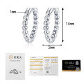 Sterling Silver Single-Row Moissanite Hoop Earrings, Minimalist Design-0-4