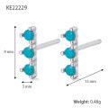 wholesale S925 Sterling Silver Cross-Border Exclusive Supply Temperament Niche Stud Earrings with Colored Zircon Bar Minimalist Earrings for Women Jewelry Wholesale-0-10
