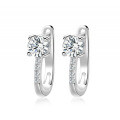 S925 Silver Classic U-Shape Moissanite Earrings, 1ct D Color-0-3