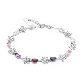 wholesale 925 Sterling Silver CT-010 Original Design Pink Crystal Five-Flower Bracelet with Colorful Zirconia, Versatile and High-End Wholesale Bracelet-0-4