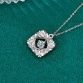 S925 Silver Square Moissanite Dreamcatcher Pendant Necklace-0-1