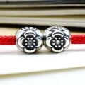 wholesale Sterling silver vintage Chinese-style wish-fulfilling prayer spacer beads turning beads red cord bracelet accessories-0-1