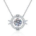 Metal Moissanite Necklace, Ocean Heart Pendant, Women's Delicate, Simple and Versatile Design-0-3