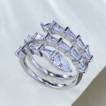 wholesale S925 Silver Snake-Shaped Triple-Row Diamond Ring for Women, Cross-Border Edition, AliExpress Edition, Dropshipping-0-2