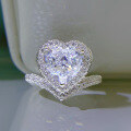 wholesale S925 Silver Jewelry by Zhuozhifan, European and American Style Ring with High-Carbon Diamond Heart-Shaped Band for Women, Cross-Border AliExpress Best-Seller-0-0