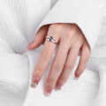 wholesale S925 Sterling Silver Cross-Border European and American Minimalist Style Open Hands Hug Ring, Cold Tone Open Ring-0-3