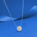 wholesale S925 Sterling Silver Classic 7mm Round Diamond Halo Pendant Necklace, Elegant and Versatile, Cross-Border Live Stream-0-1