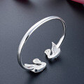 wholesale 990 Sterling Silver Rhinestone Swan Bracelet European and American Zircon Personality Open Bangle Women's Fashion Jewelry Cross-Border Supply-0-2