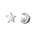 wholesale S925 Sterling Silver Single Diamond Star and Moon Asymmetric Earrings G8343-0-4