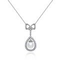 wholesale S925 Silver, 14mm Pearl Series Pendant with Luxurious Full Diamond Accents, 40+5cm Collar Necklace, New Stylish from ShiPei Jewelry-0-5
